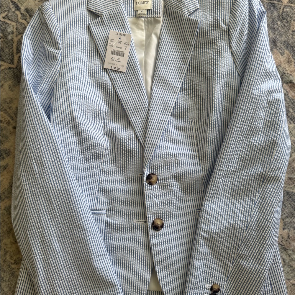 NWT J. Crew women's Blue and White Striped Blazer
